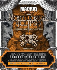 El jueves 25 de septiembre, la banda argentina de black metal Mortuorial Eclipse llegará a Madrid para ofrecer un concierto lleno de potencia y oscuridad.