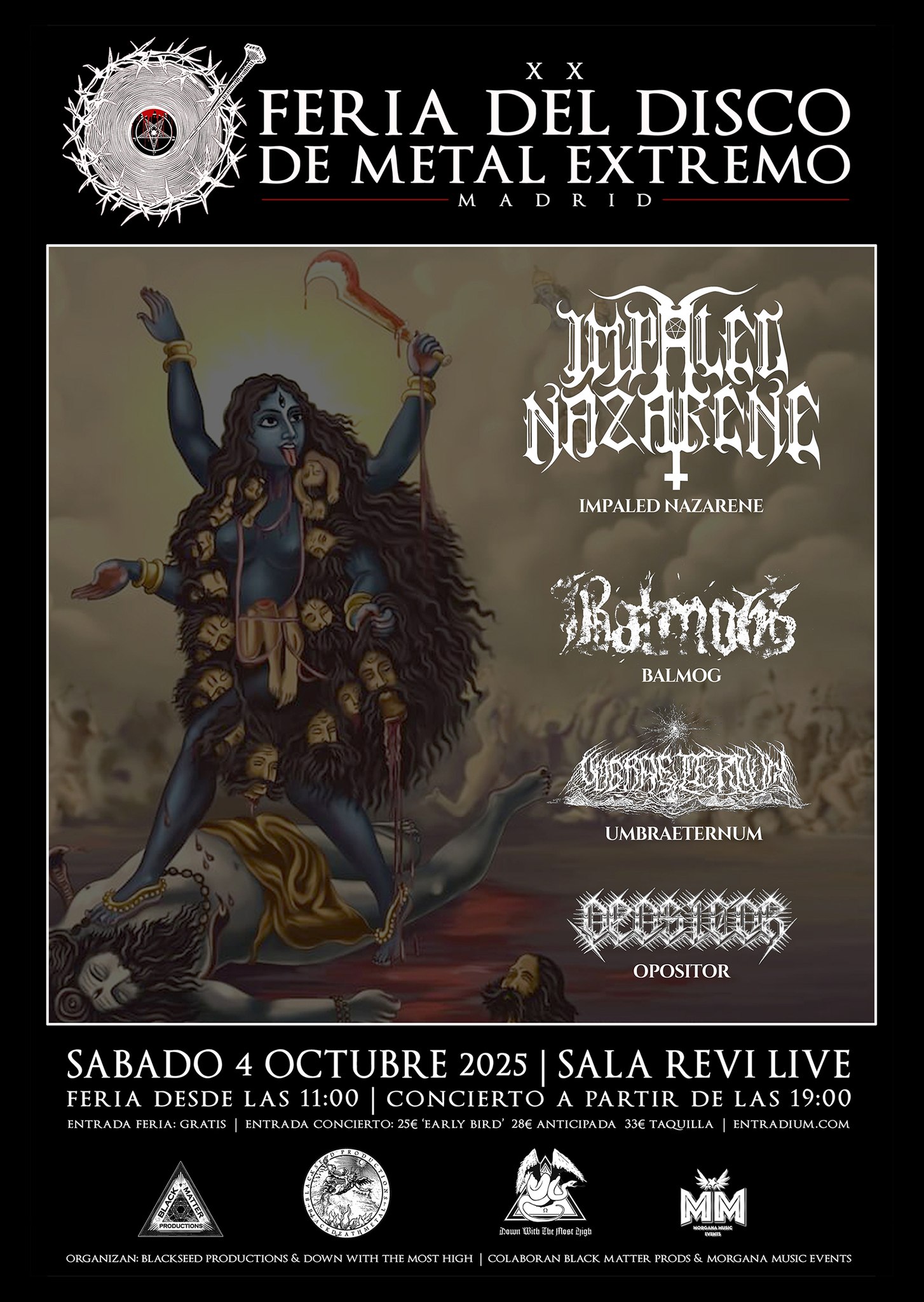 La Feria del Disco de Metal Extremo de Madrid celebra su vigésima edición el próximo sábado 4 de octubre de 2024 en la Sala Revi Live.