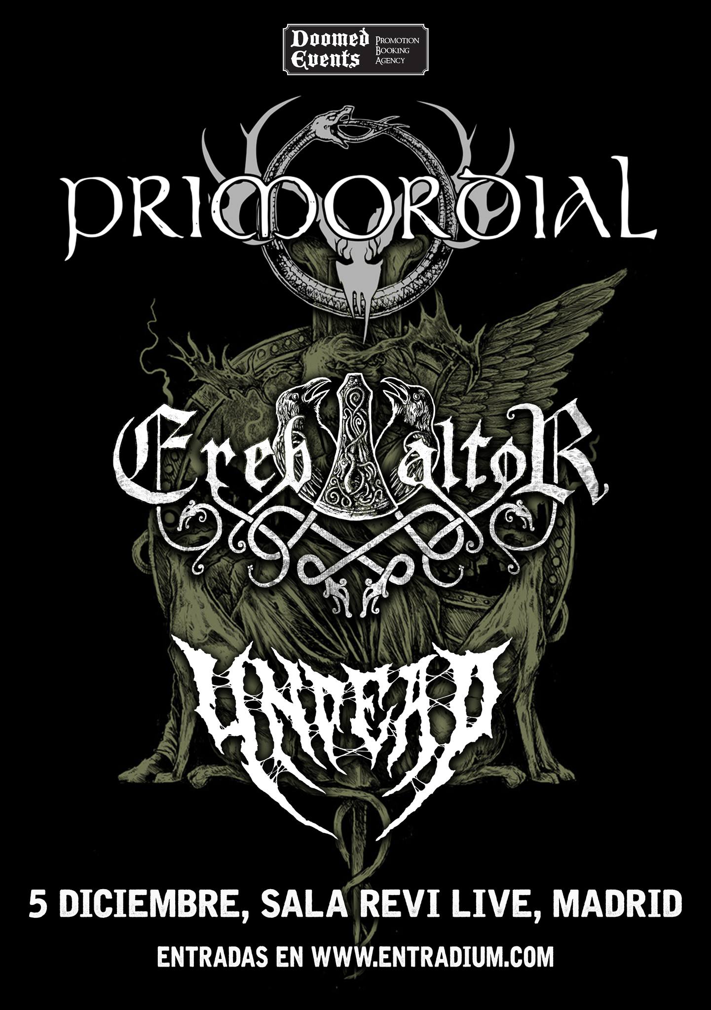 La legendaria banda Primordial regresa a Madrid el 5 de diciembre de 2025 en la Sala Revi Live junto a Ereb Altor y Undead.