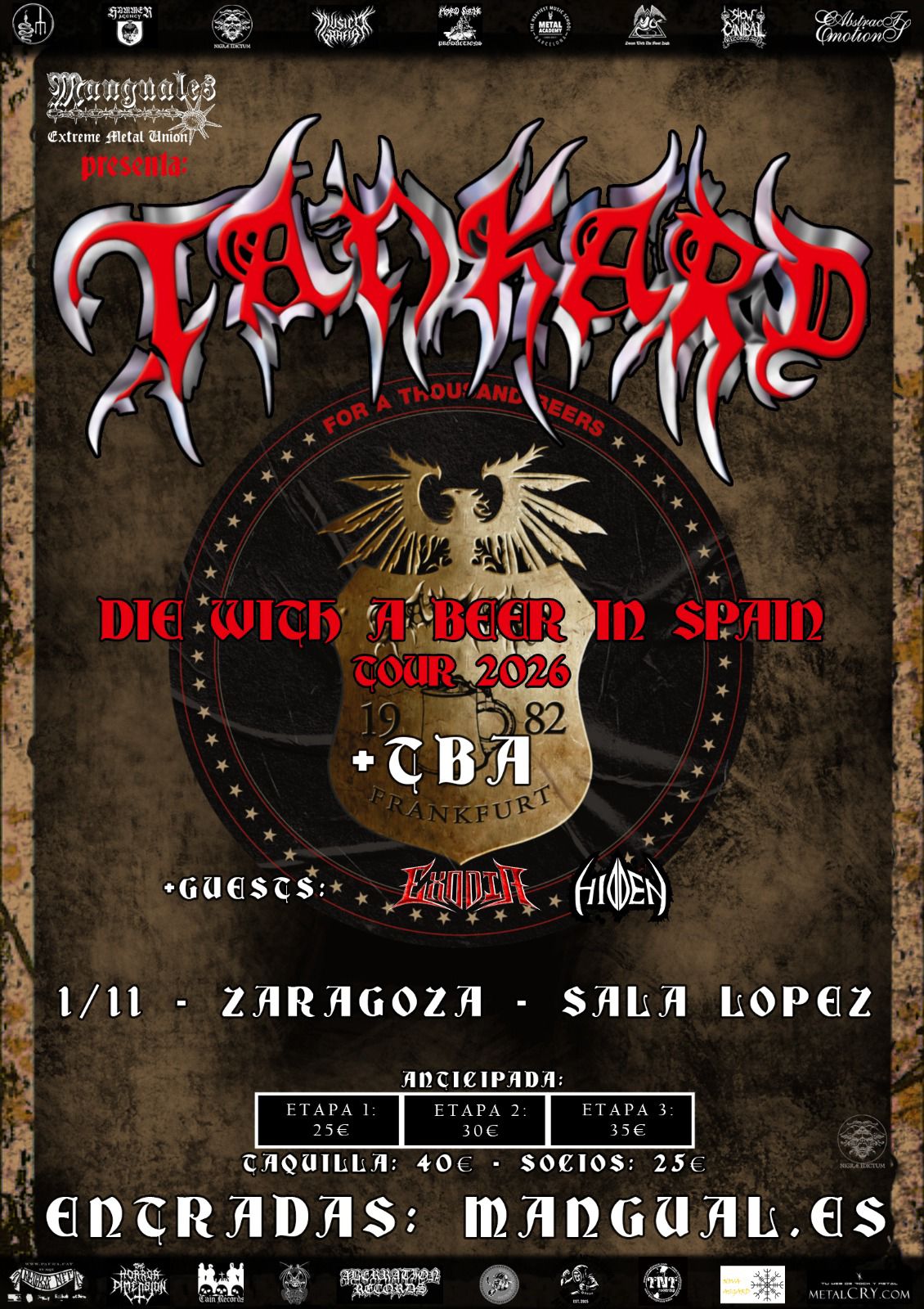 Tankard en España 2026: El thrash metal alemán regresa con toda su furia